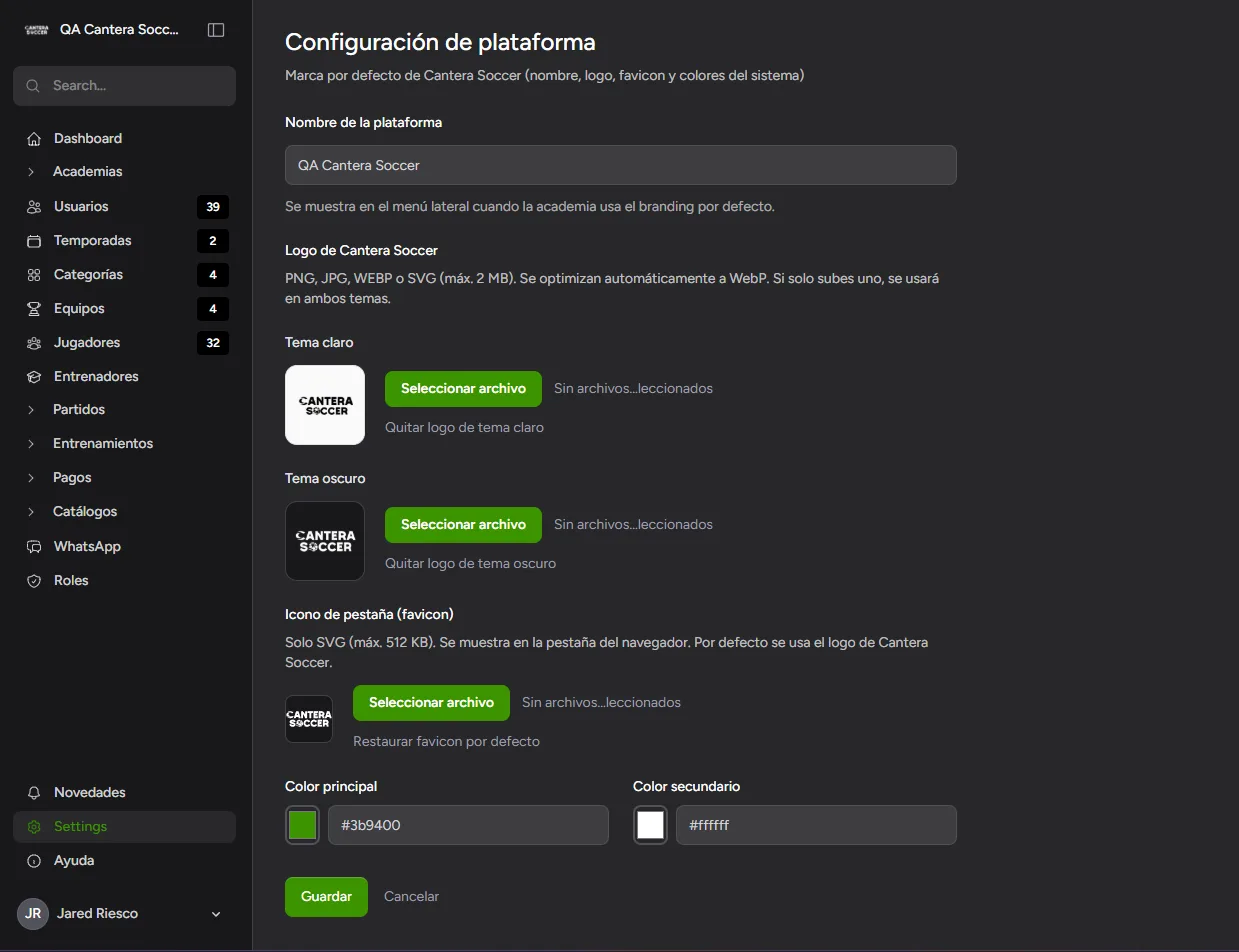 Panel de control