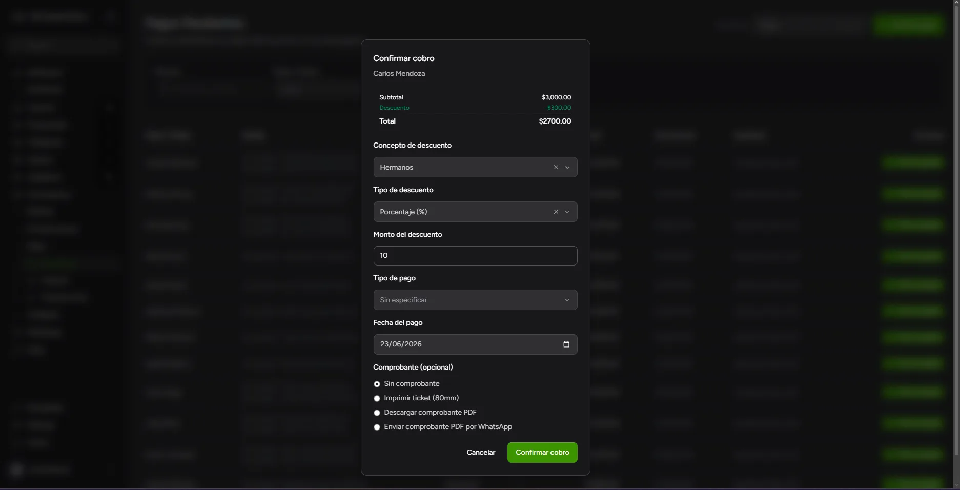 Control de pagos